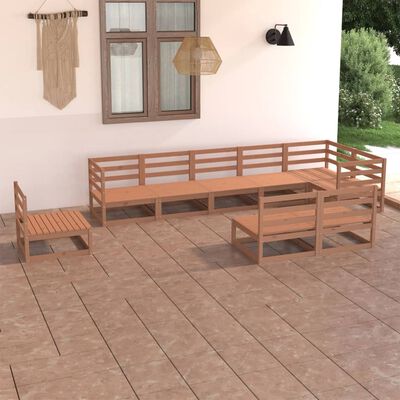 vidaXL 9 pcs conjunto lounge de jardim pinho maciço castanho mel