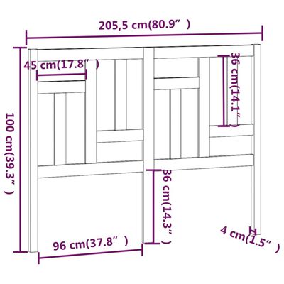 vidaXL Cabeceira de cama 125,5x4x100 cm pinho maciço cinzento