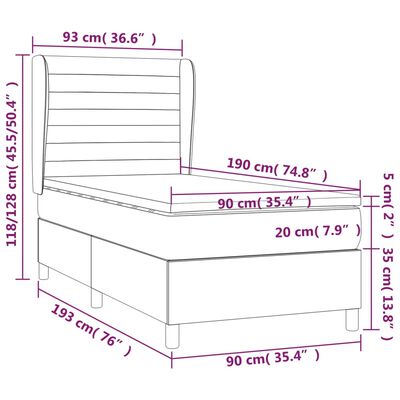 vidaXL Cama com molas/colchão 90x190 cm tecido preto