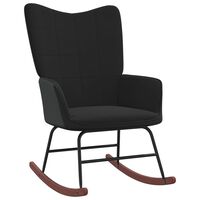 vidaXL Cadeira de baloiço PVC e veludo preto