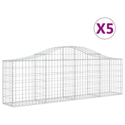 vidaXL Cestos gabião arqueados 5 pcs 200x30x60/80 cm ferro galvanizado