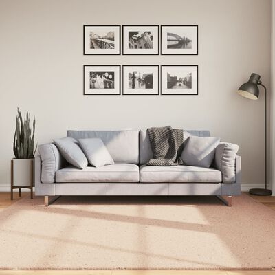 vidaXL Tapete pelo curto macio e lavável HUARTE 200x200 cm rosa-pálido