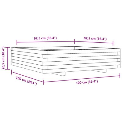 vidaXL Vaso/floreira jardim 100x100x26,5 cm pinho maciço castanho mel