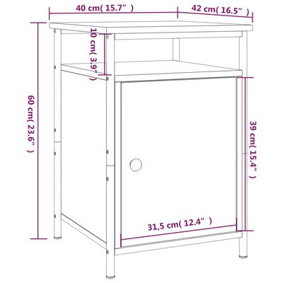 vidaXL Mesa de cabeceira 40x42x60 cm derivados madeira carvalho sonoma