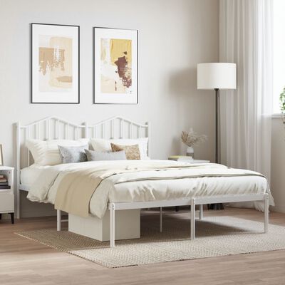 vidaXL Estrutura de cama com cabeceira 135x190 cm metal branco