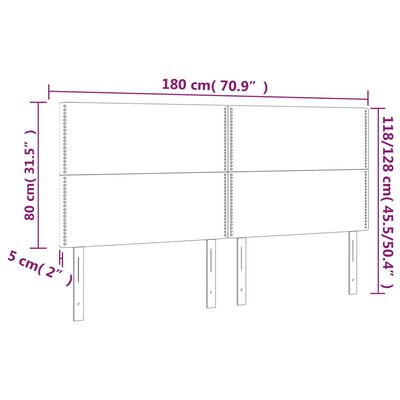 vidaXL Cabeceira de cama 4 pcs veludo 90x5x78/88 cm rosa