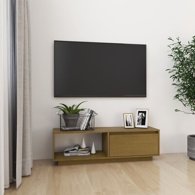 vidaXL Móvel de TV 110x30x33,5 cm pinho maciço castanho mel