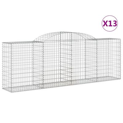 vidaXL Cestos gabião arqueados 13 pcs 300x50x100/120 ferro galvanizado