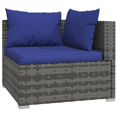 vidaXL 8 pcs conjunto lounge de jardim c/ almofadões vime PE cinzento