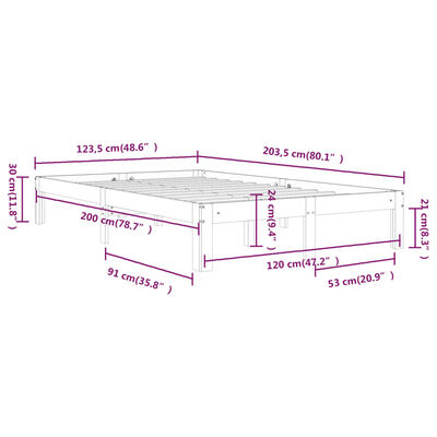 vidaXL Estrutura de cama 120x200 cm pinho maciço