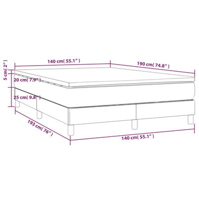 vidaXL Cama com molas/colchão 140x190 cm tecido cor creme