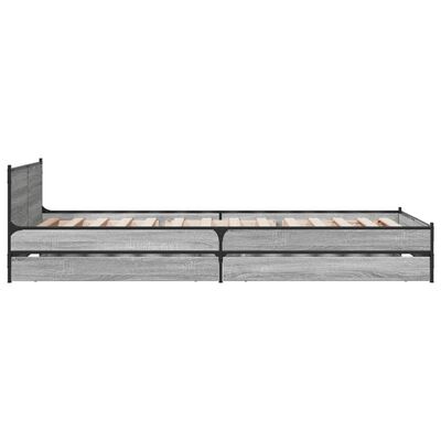 vidaXL Estrutura de cama c/ gavetas derivados madeira cinza sonoma