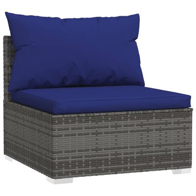 vidaXL 4 pcs conjunto lounge de jardim c/ almofadões vime PE cinzento