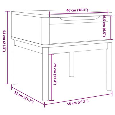 vidaXL Mesa para candeeiro FLORO 55x55x54 cm pinho maciço castanho mel