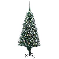 vidaXL Árvore Natal artificial pré-iluminada c/ bolas e pinhas 150 cm