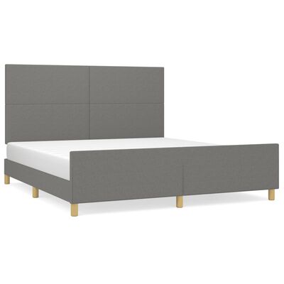 vidaXL Estrutura de cama 160x200 cm tecido cinzento-escuro