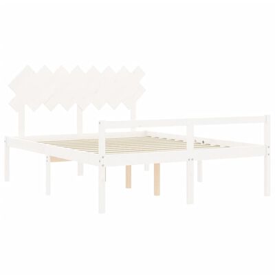 vidaXL Cama para idosos com cabeceira 160x200 cm madeira maciça branco