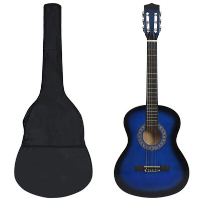 vidaXL 8 pcs conjunto guitarra clássica para iniciantes 3/4 36" azul