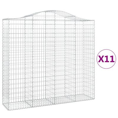 vidaXL Cestos gabião arqueados 11 pcs 200x50x180/200 ferro galvanizado