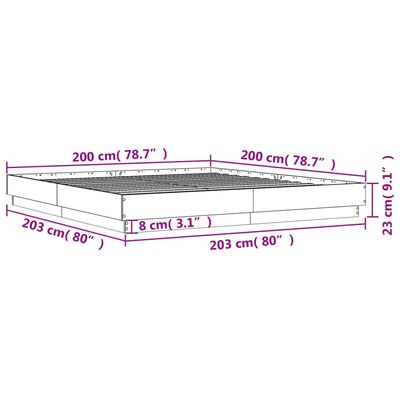 vidaXL Estrutura de cama 200x200 cm derivados de madeira cinza cimento