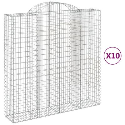 vidaXL Cestos gabião arqueados 10 pcs 200x50x200/220 ferro galvanizado