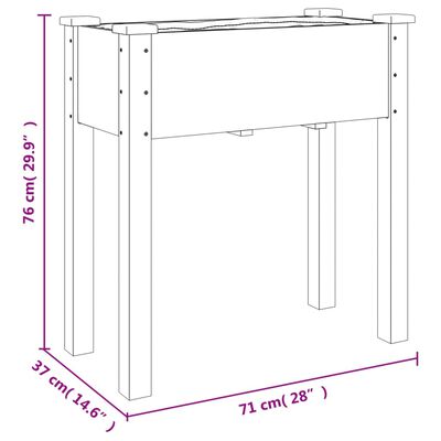 vidaXL Vaso/floreira c/ forro 71x37x76 cm madeira de abeto maciça