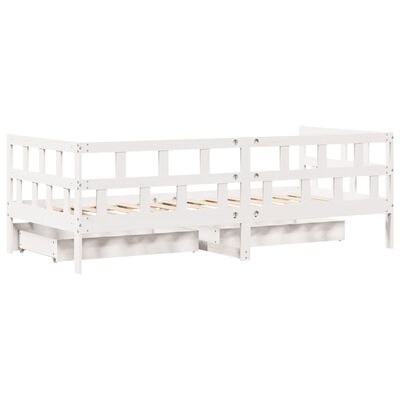 vidaXL Sofá-cama c/ gavetas 90x200cm madeira de pinho maciça branco