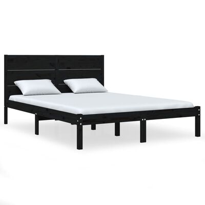 vidaXL Estrutura de cama 120x200 cm madeira de pinho maciça preto