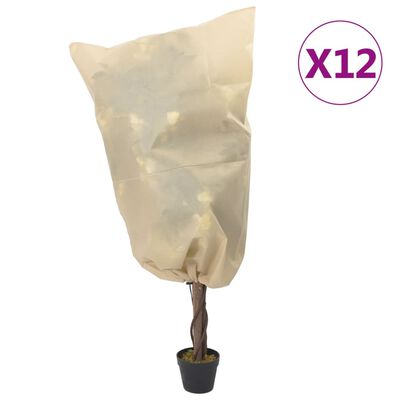 vidaXL Coberturas para plantas com cordão 12 pcs 70 g/m² 0,8x0,8 m