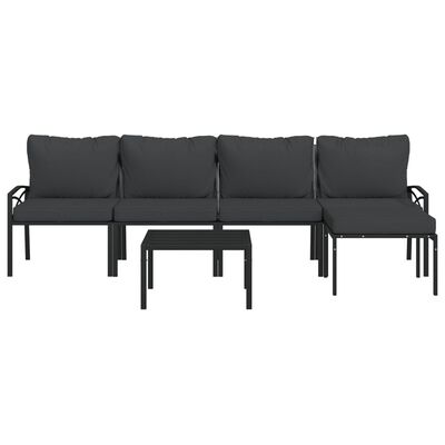 vidaXL 6 pcs conjunto lounge de jardim aço c/ almofadões cinzentos