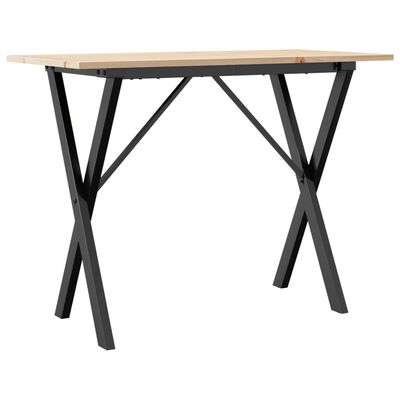 vidaXL Mesa de jantar estrutura em X 100x50x75cm pinho e ferro fundido