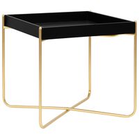 vidaXL Mesa de apoio 38x38x38,5 cm MDF preto e dourado