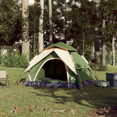 vidaXL Tenda de campismo cúpula para 3 pessoas libertação rápida verde