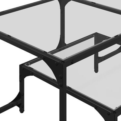 vidaXL Mesa de centro c/ topo em vidro transparente 98,5x50x45 cm aço