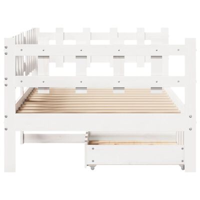 vidaXL Sofá-cama c/ gavetas 90x190 cm madeira de pinho maciça branco