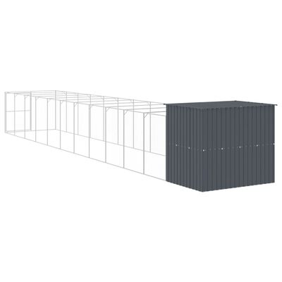 vidaXL Casota p/ cães c/ parque 214x1273x181cm aço galvaniz. antracite