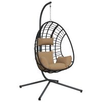 vidaXL Cadeira em forma de ovo suspensa c/ suporte vime/aço antracite