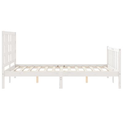 vidaXL Estrutura de cama com cabeceira 140x190cm madeira maciça branco