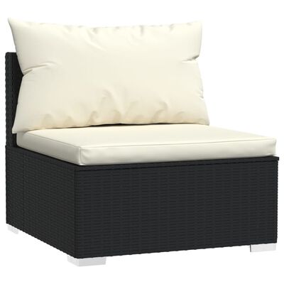 vidaXL 9 pcs conjunto lounge de jardim c/ almofadões vime PE preto