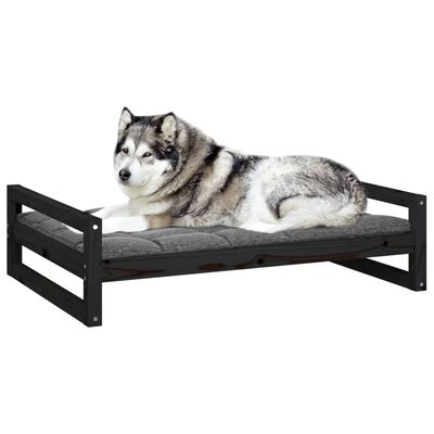 vidaXL Cama para cães 105,5x75,5x28 cm madeira de pinho maciça preto