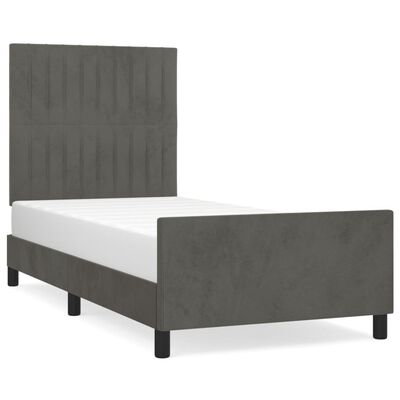 vidaXL Estrutura de cama c/ cabeceira 100x200cm veludo cinzento-escuro