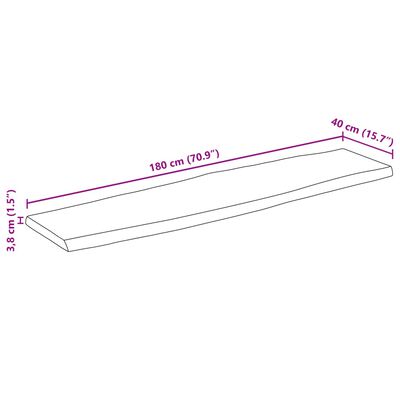 vidaXL Tampo de mesa c/ borda viva 180x40x3,8 cm mangueira maciça