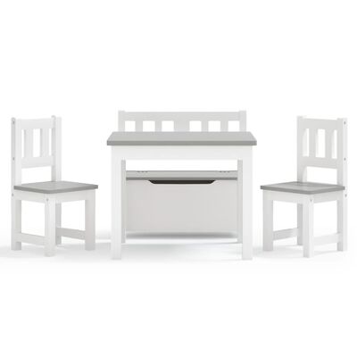 vidaXL 4 pcs conjunto mesa e cadeiras infantil MDF branco e cinzento