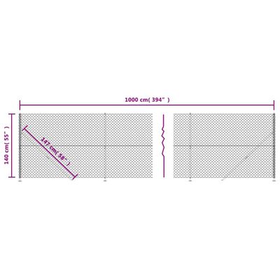 vidaXL Cerca de arame com flange 1,4x10 m antracite