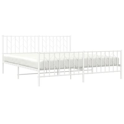 vidaXL Estrutura de cama com cabeceira e pés 183x213 cm metal branco