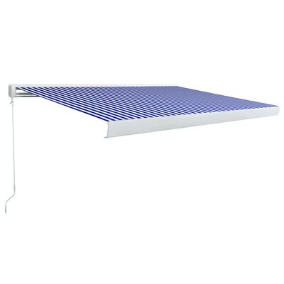 vidaXL Toldo manual com caixa 450x300 cm azul e branco