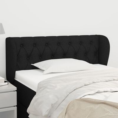 vidaXL Cabeceira de cama c/ abas tecido 93x23x78/88 cm preto