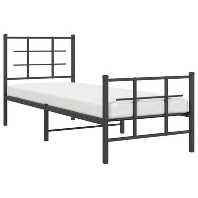 vidaXL Estrutura de cama com cabeceira e pés 75x190 cm metal preto