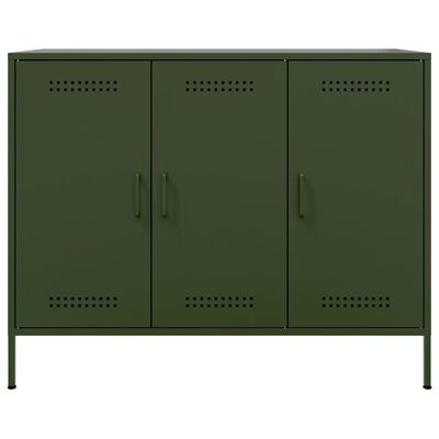 vidaXL Aparador 100,5x39x79 cm aço verde-azeitona