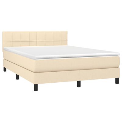 vidaXL Cama com molas/colchão 140x200 cm tecido cor creme